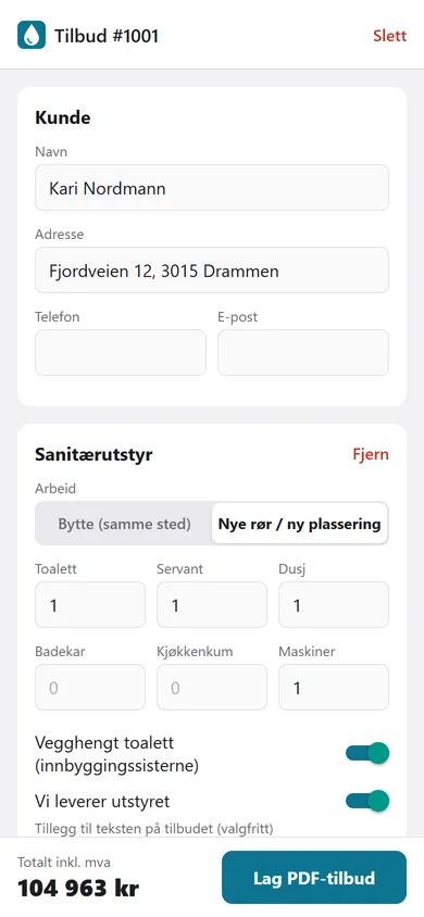 Rørleggerappen: sanitærutstyr